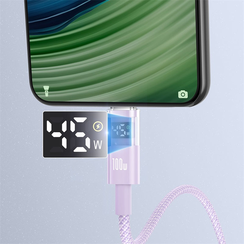 Καλώδιο Δεδομένων και Φόρτισης USB-A - USB-C Baseus Display 2, 100W, 1m, Μωβ P10382701511-00