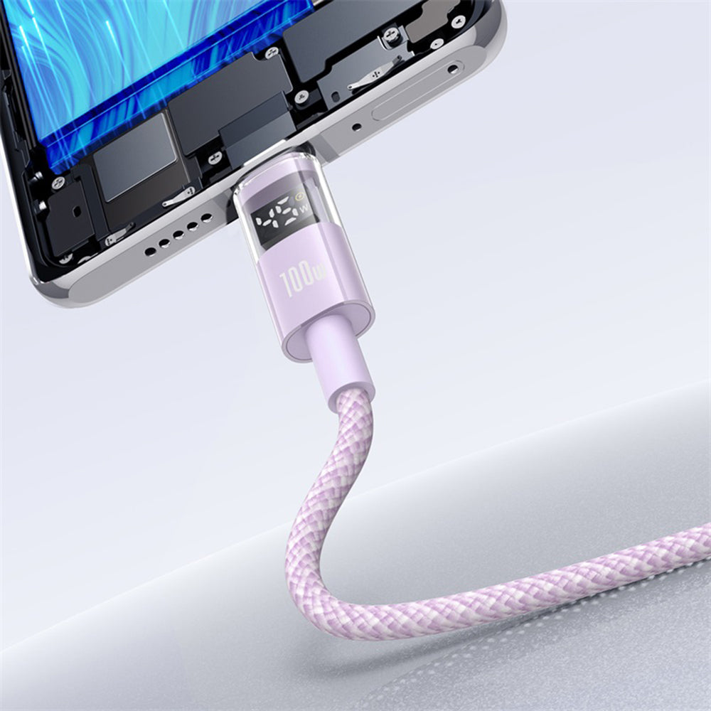Καλώδιο Δεδομένων και Φόρτισης USB-A - USB-C Baseus Display 2, 100W, 1m, Μωβ P10382701511-00