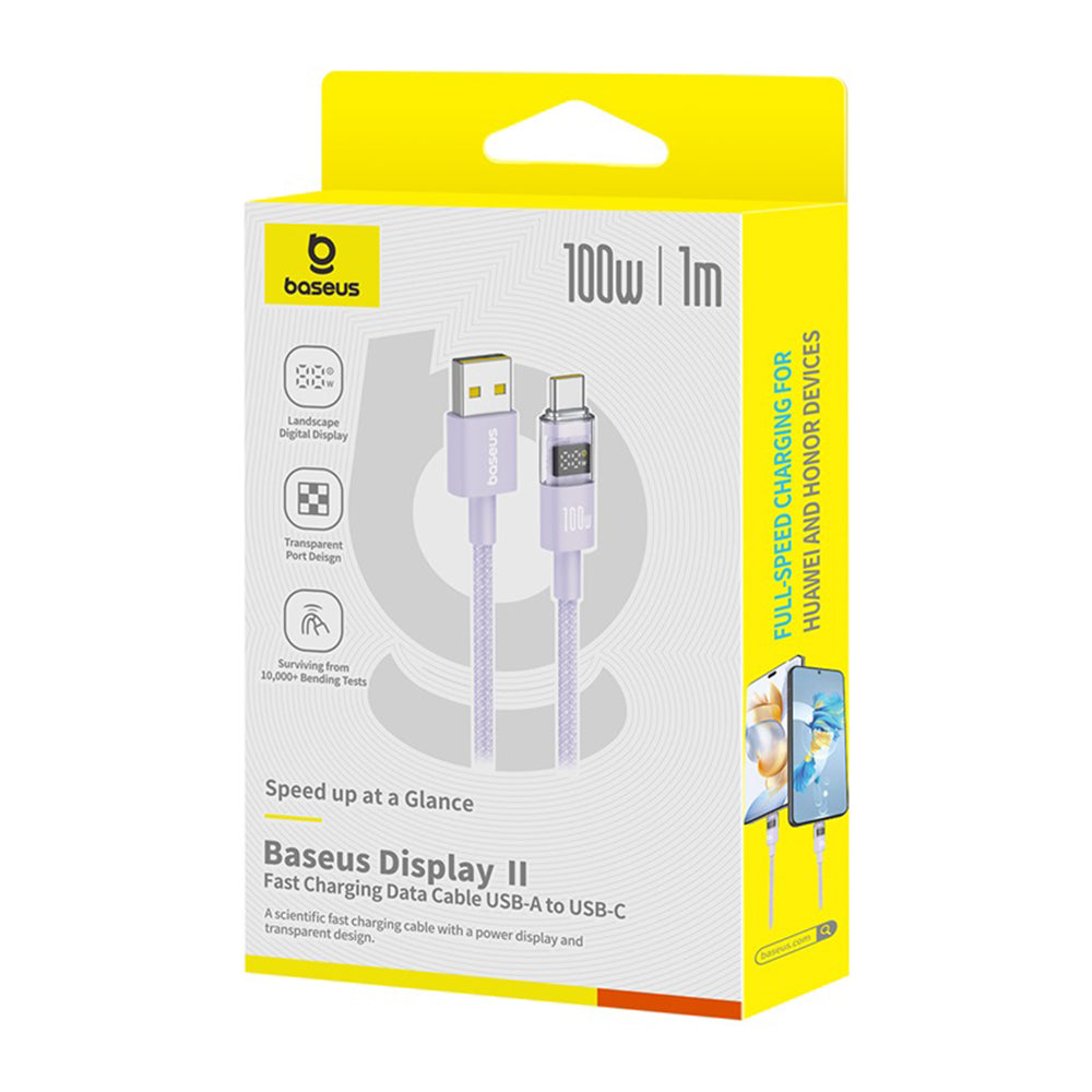 Καλώδιο Δεδομένων και Φόρτισης USB-A - USB-C Baseus Display 2, 100W, 1m, Μωβ P10382701511-00