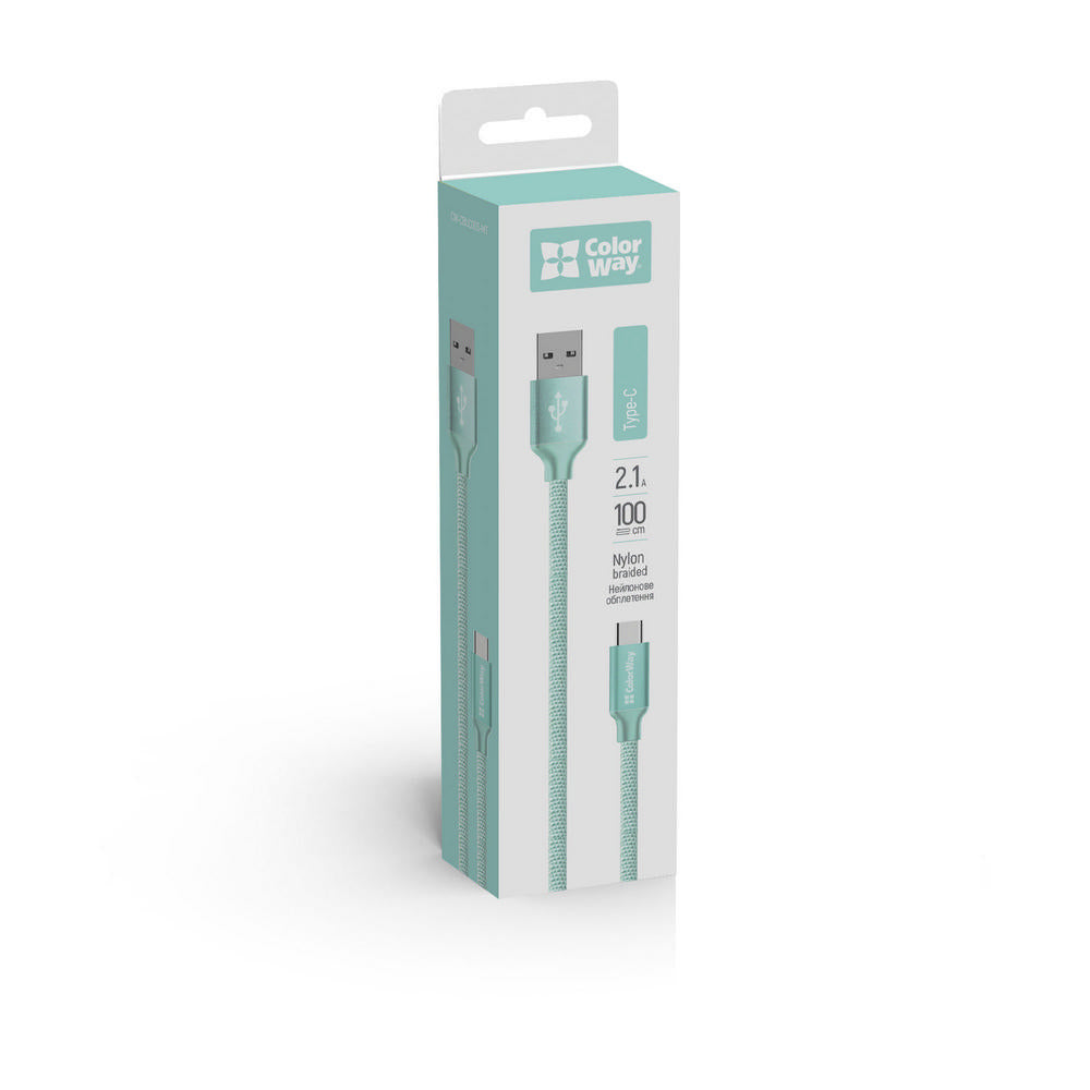 Καλώδιο Δεδομένων και Φόρτισης USB-A - USB-C ColorWay CW-CBUC003, 18W, 1m, Πράσινο