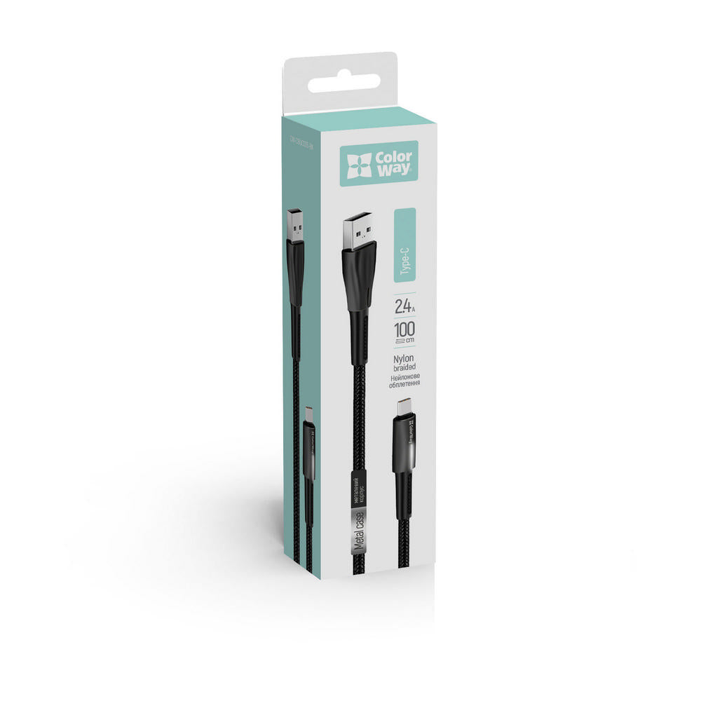 Καλώδιο Δεδομένων και Φόρτισης USB-A - USB-C ColorWay CW-CBUC035, 18W, 1m, Μαύρο