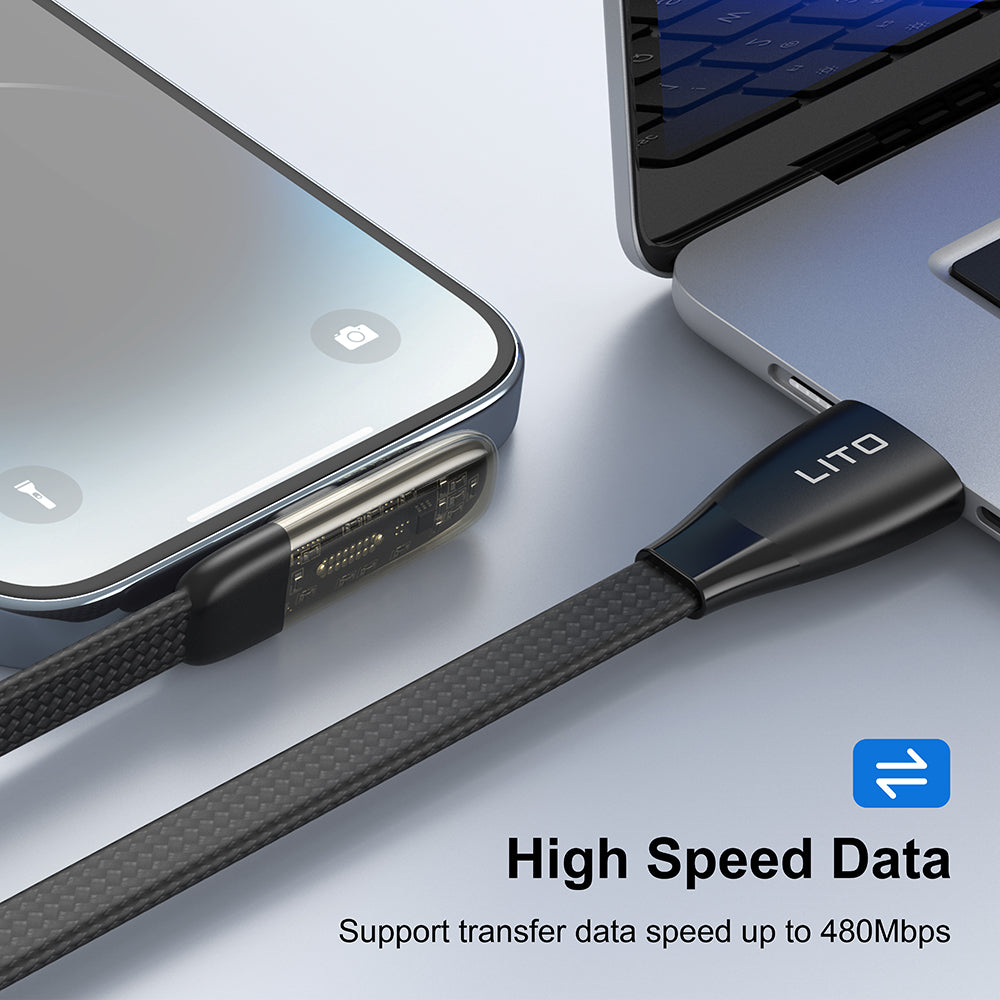 Καλώδιο Δεδομένων και Φόρτισης USB-A - USB-C Lito LD11C, 18W, 1m, Μαύρο