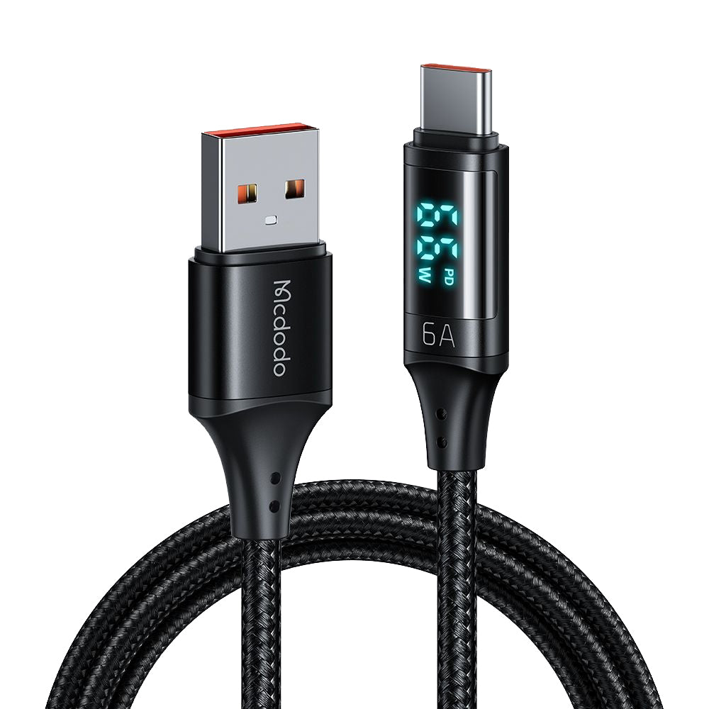 Καλώδιο Δεδομένων και Φόρτισης USB-A - USB-C McDodo CA-1080 Display, 66W, 1.2m, Μαύρο