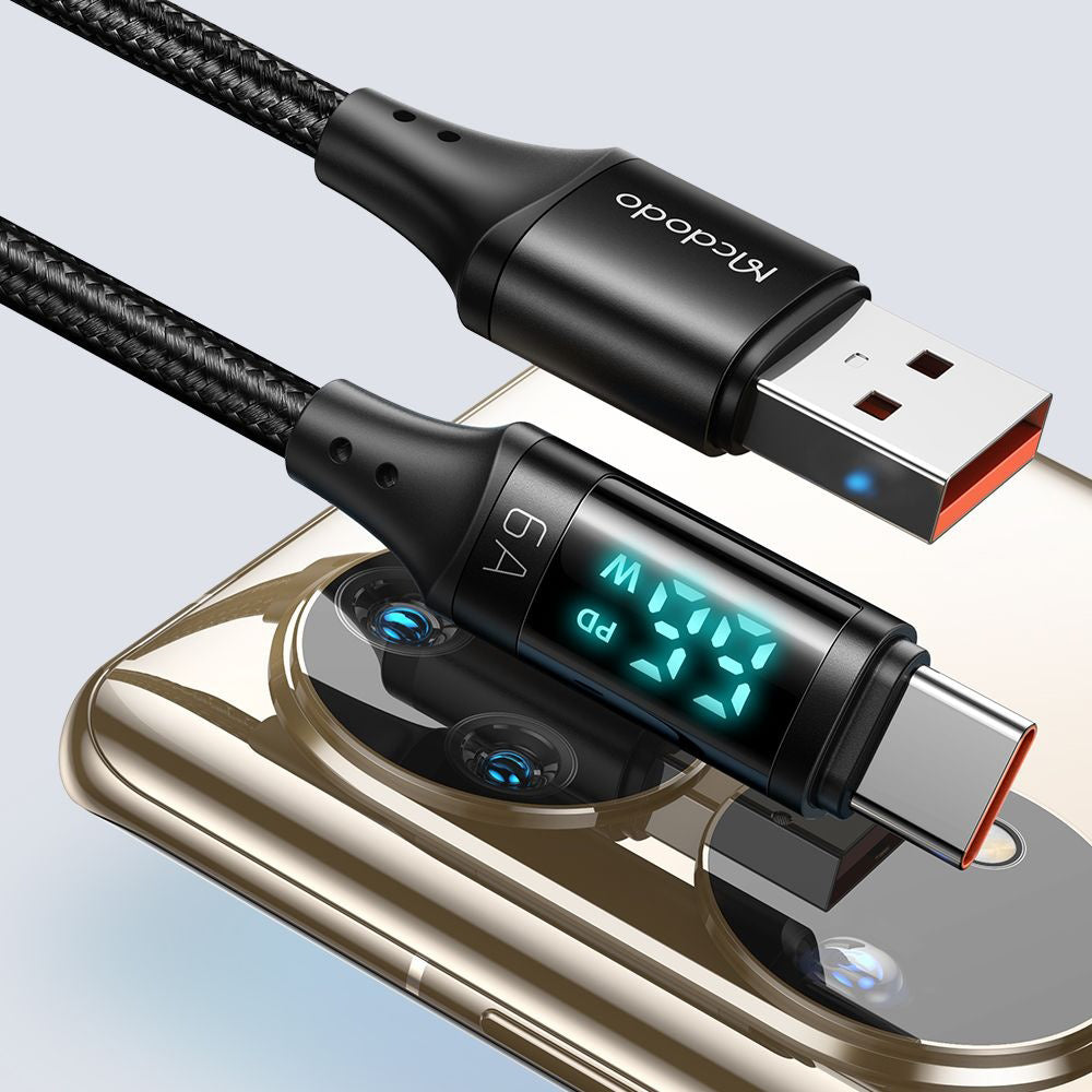 Καλώδιο Δεδομένων και Φόρτισης USB-A - USB-C McDodo CA-1080 Display, 66W, 1.2m, Μαύρο