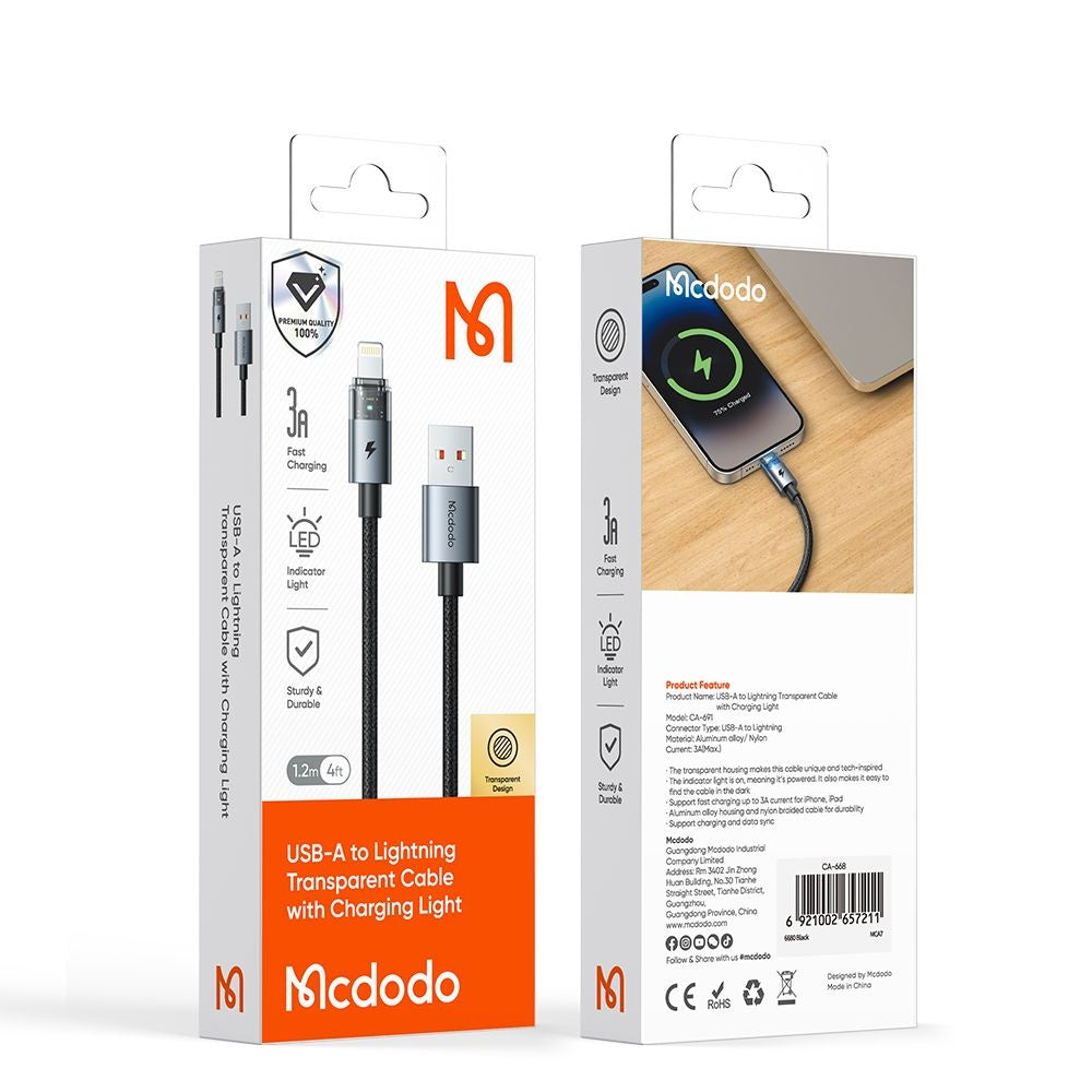 Καλώδιο Δεδομένων και Φόρτισης USB-A - USB-C McDodo CA-6891, 66W, 1.2m, Χρυσό
