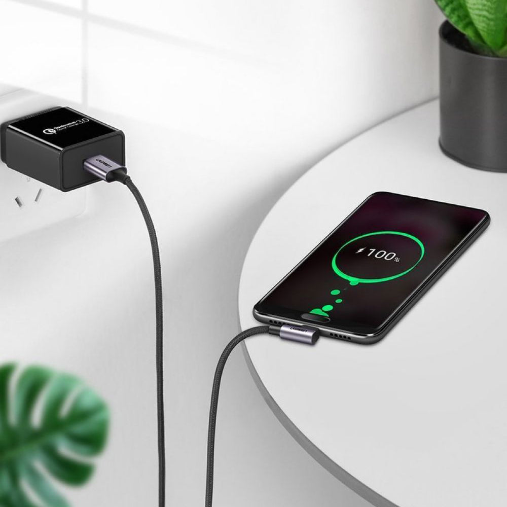 Καλώδιο Δεδομένων και Φόρτισης USB-A - USB-C UGREEN US284 Angled, 18W, 0.5m, Γκρι