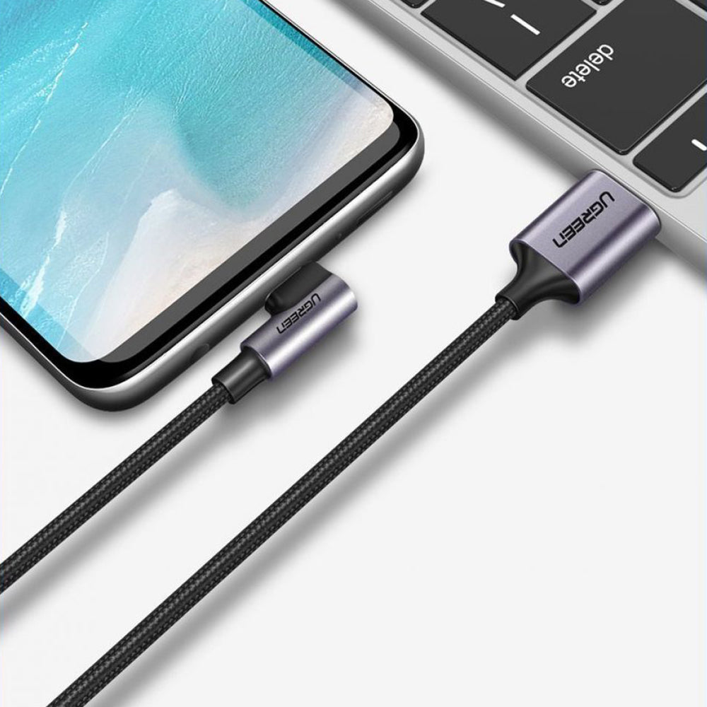 Καλώδιο Δεδομένων και Φόρτισης USB-A - USB-C UGREEN US284 Angled, 18W, 0.5m, Γκρι