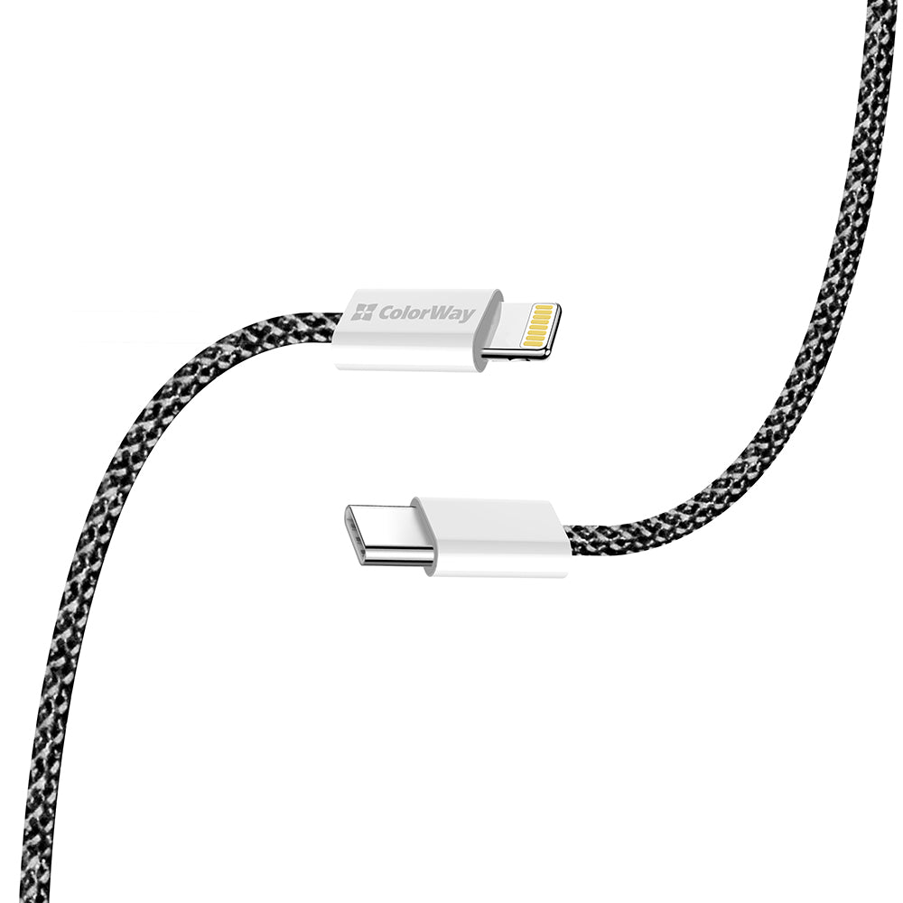 Καλώδιο Δεδομένων και Φόρτισης USB-C - Lightning ColorWay CW-CBPDCL061, 27W, 1m, Μαύρο