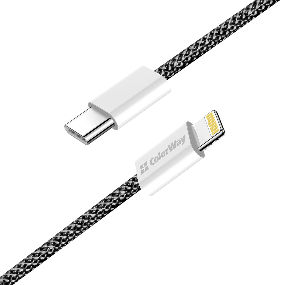 Καλώδιο Δεδομένων και Φόρτισης USB-C - Lightning ColorWay CW-CBPDCL061, 27W, 1m, Μαύρο