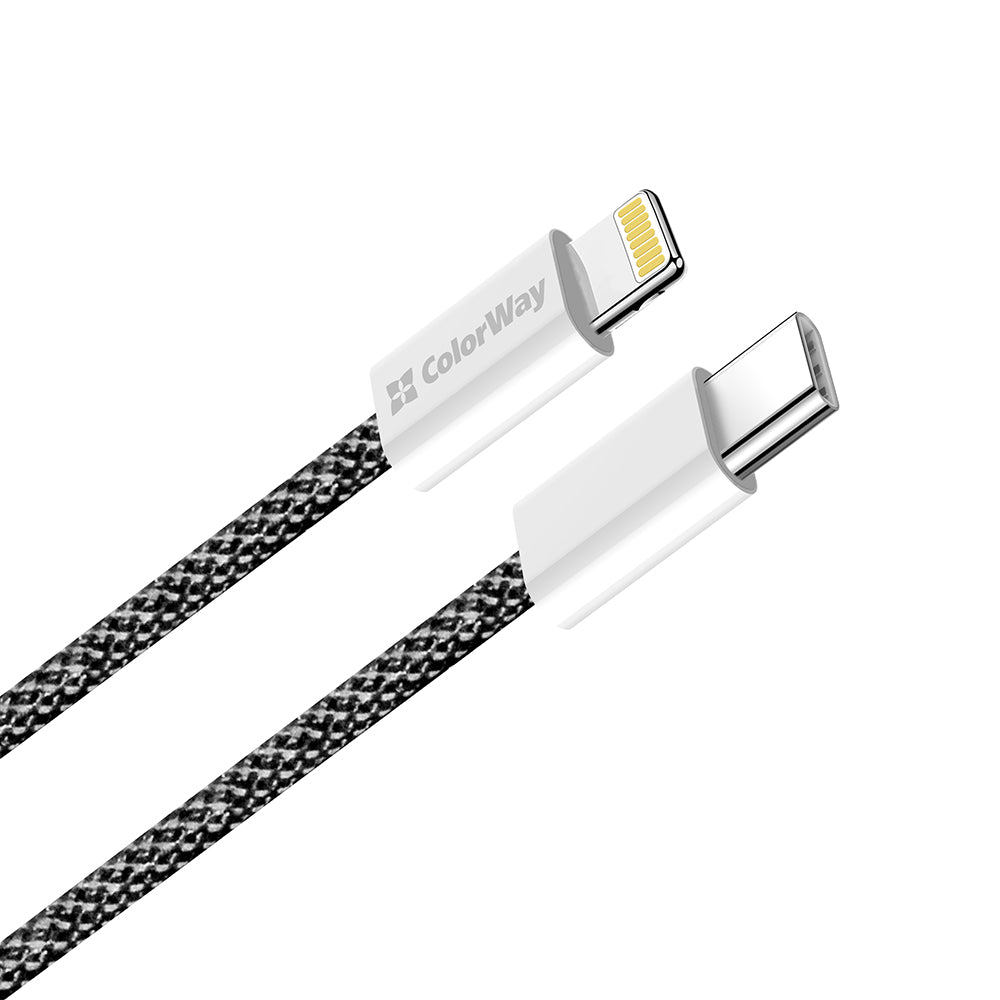 Καλώδιο Δεδομένων και Φόρτισης USB-C - Lightning ColorWay CW-CBPDCL061, 27W, 1m, Μαύρο