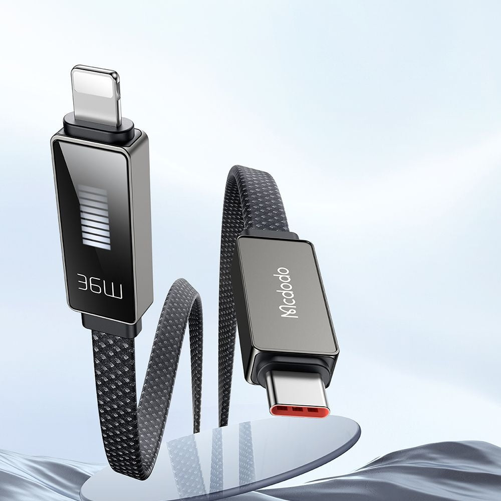 Καλώδιο Δεδομένων και Φόρτισης USB-C - Lightning McDodo CA-4960 Rythm Display, 36W, 1.2m, Μαύρο