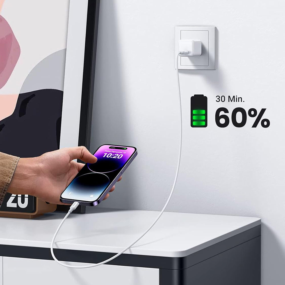 Καλώδιο Δεδομένων και Φόρτισης USB-C - Lightning UGREEN US171 (10493), 20W, 1m, Λευκό