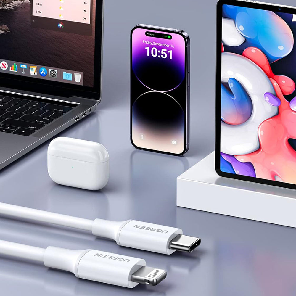 Καλώδιο Δεδομένων και Φόρτισης USB-C - Lightning UGREEN US171 (10493), 20W, 1m, Λευκό