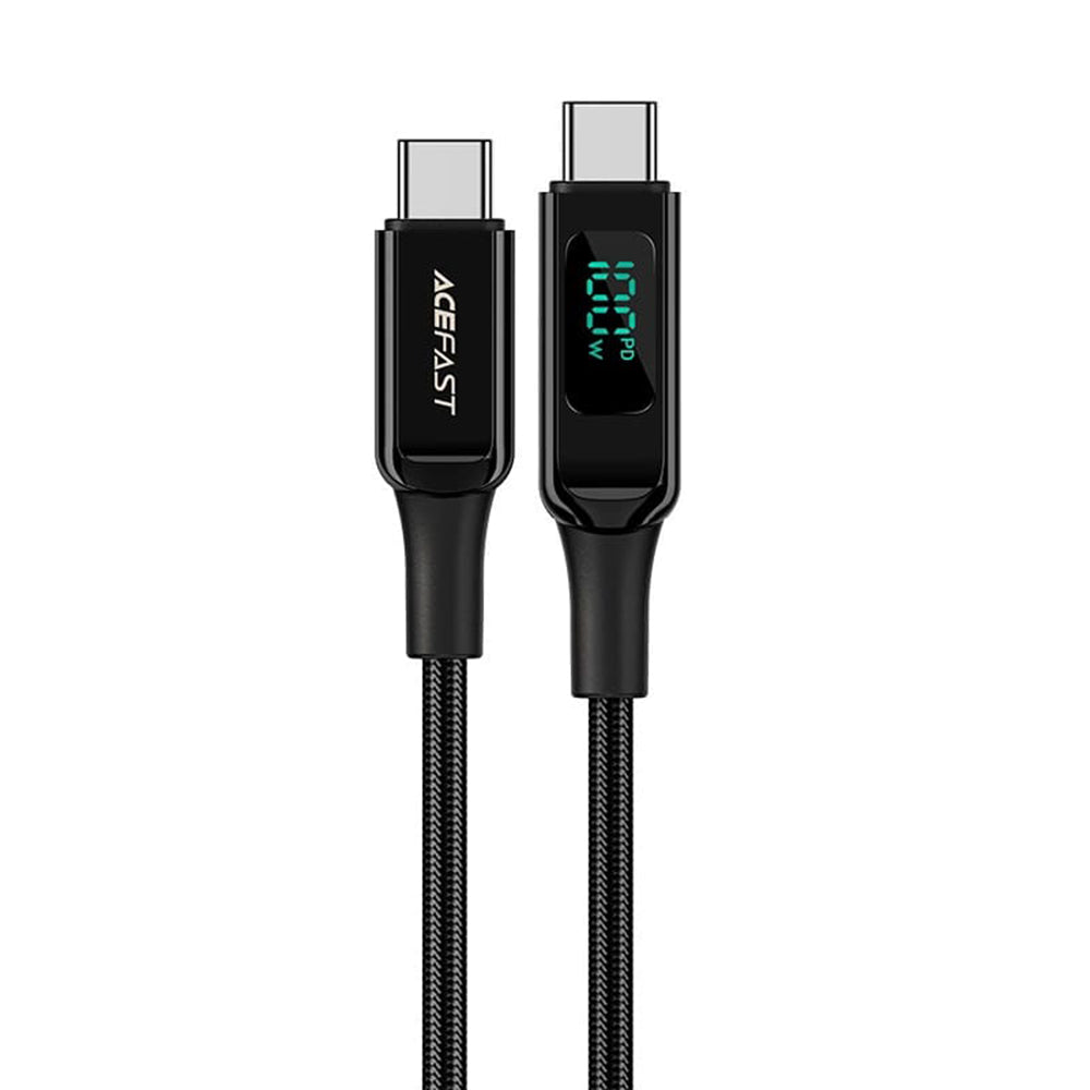 Καλώδιο Δεδομένων και Φόρτισης USB-C - USB-C Acefast C6-03 Display, 100W, 2m, Μαύρο