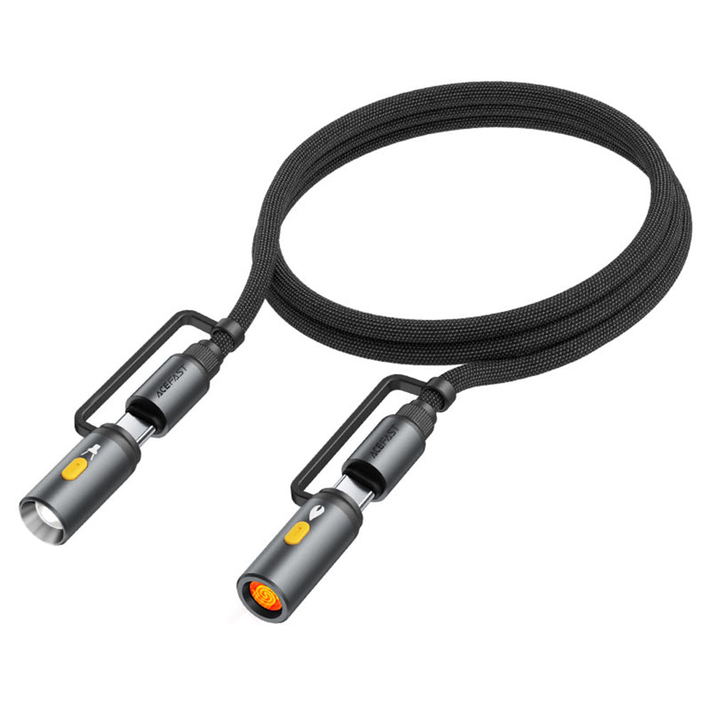 USB-C Data and Charging Cable / Flashlight - USB-C / Acefast J4 Electric Lighter, 60W, 1.2m, Black