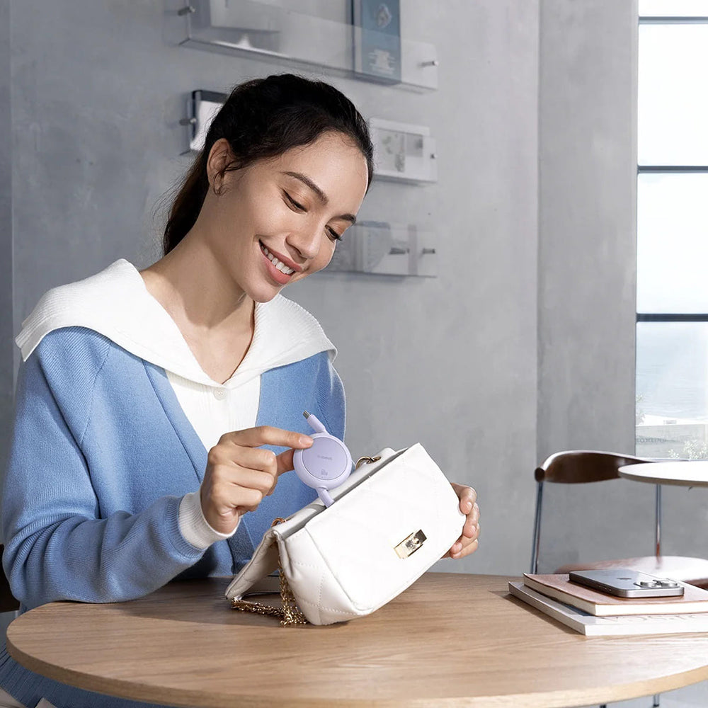 Καλώδιο Δεδομένων και Φόρτισης USB-C - USB-C Baseus Free2Pull Mini Retractable, 60W, 1m, Μωβ P10364500511-01