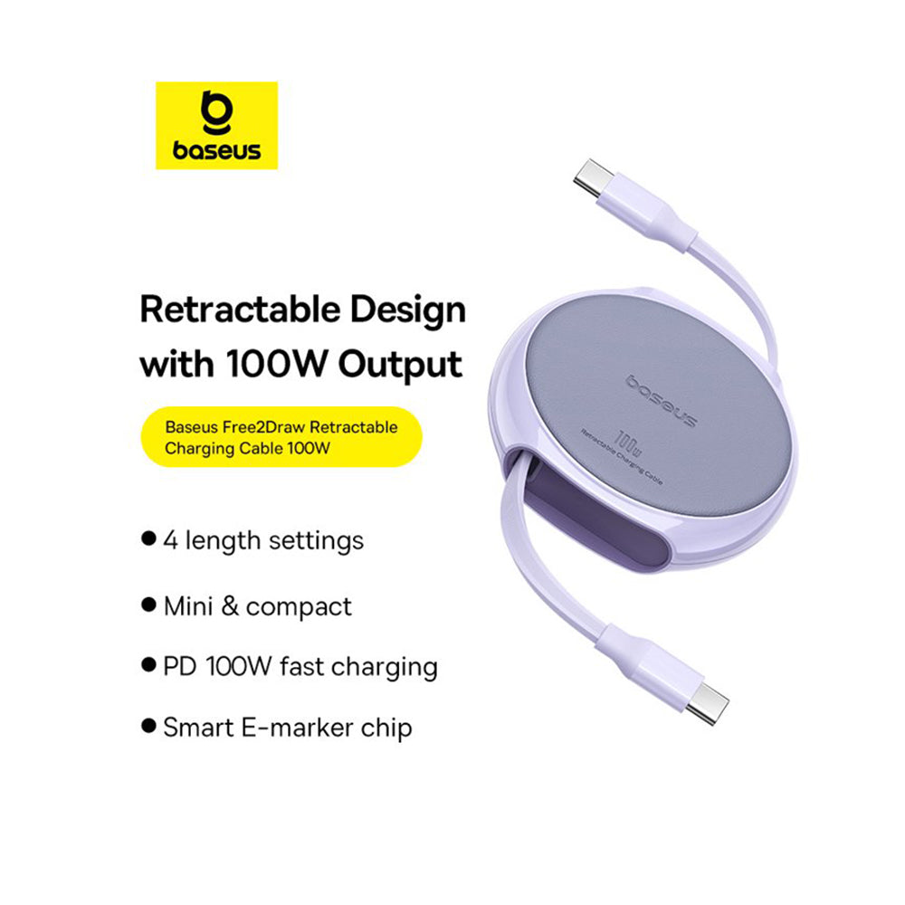 Καλώδιο Δεδομένων και Φόρτισης USB-C - USB-C Baseus Pathfinder Αναδιπλούμενο, 100W, 1m, Μωβ P10368400511-00