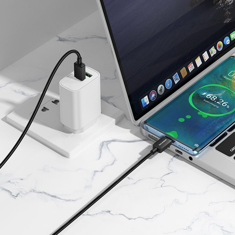 Καλώδιο Δεδομένων και Φόρτισης USB-C - USB-C Borofone BX120 Placer, 60W, 1m, Μαύρο