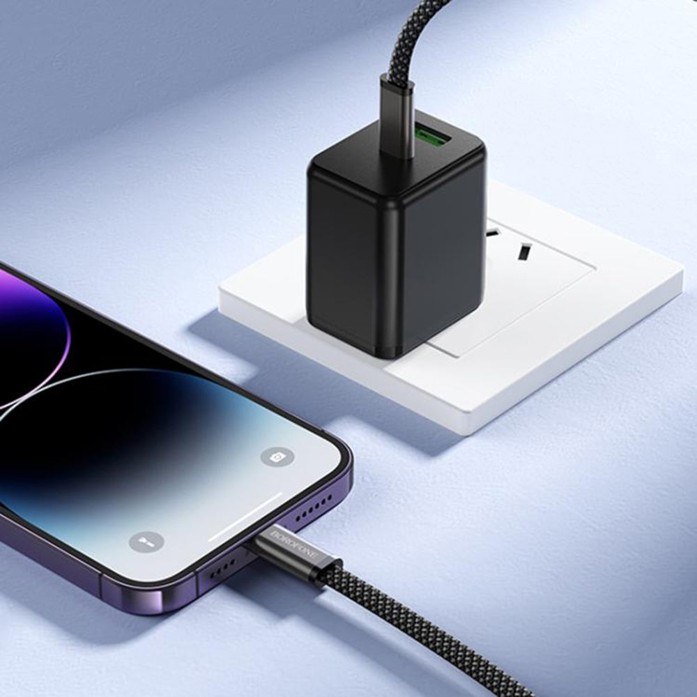 USB-C to Lightning Data and Charging Cable Borofone BX124 Peace, 30W, 1m, Black