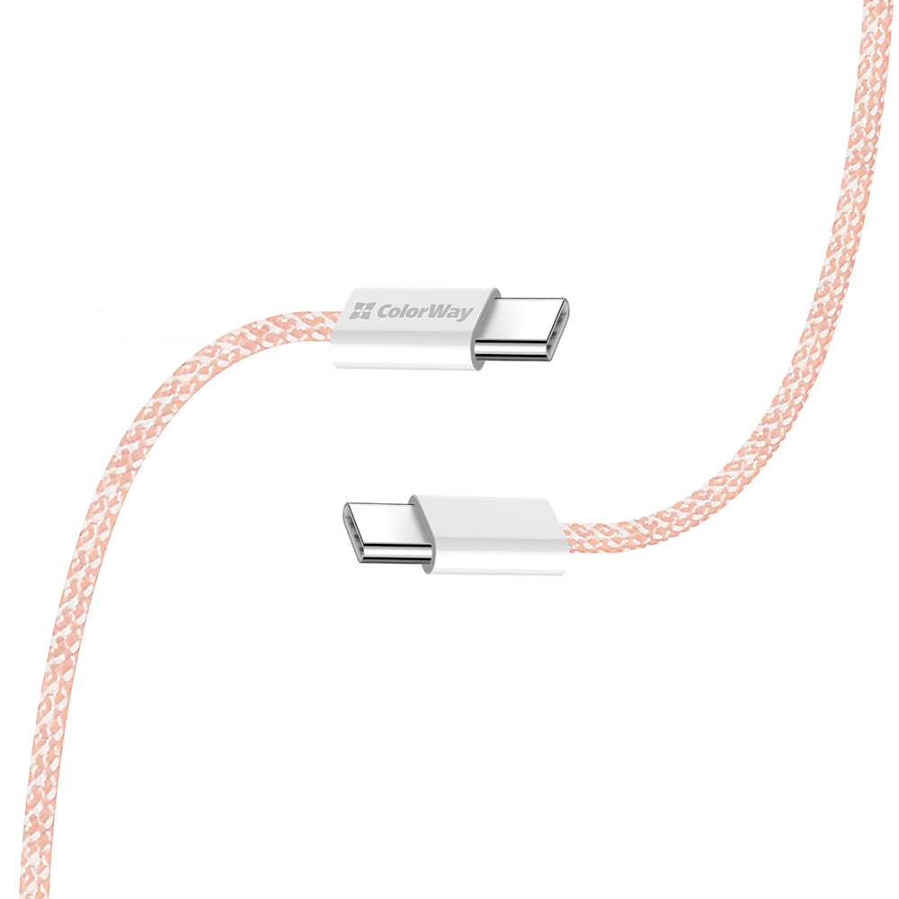 Καλώδιο Δεδομένων και Φόρτισης USB-C - USB-C ColorWay CW-CBPDCC061, 60W, 1m, Ροζ