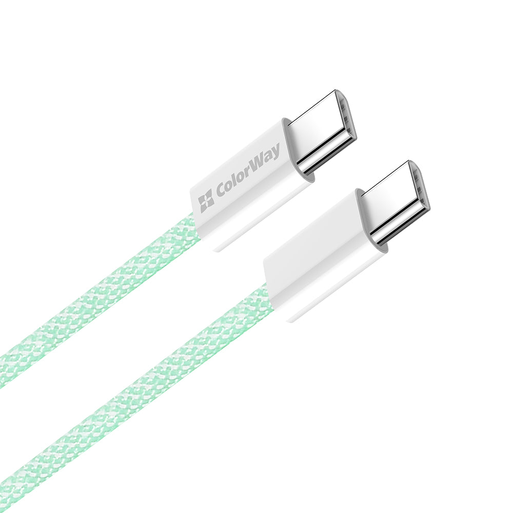 Καλώδιο Δεδομένων και Φόρτισης USB-C - USB-C ColorWay CW-CBPDCC061, 60W, 1m, Πράσινο