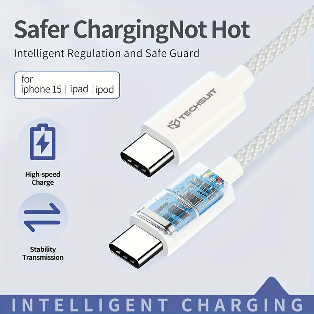 Καλώδιο Δεδομένων και Φόρτισης USB-C - USB-C Techsuit PCB114D, 60W, 1m, Κίτρινο