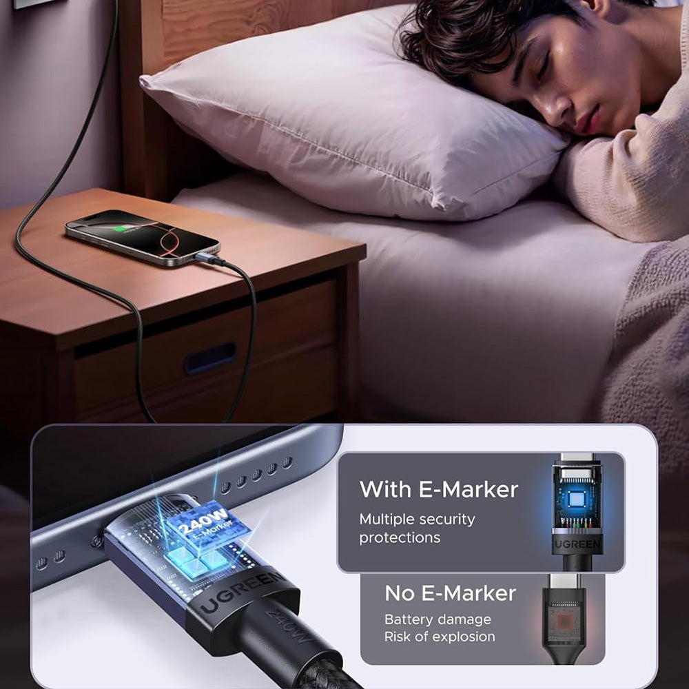 Καλώδιο Δεδομένων και Φόρτισης USB-C - USB-C UGREEN L532, 240W, 2m, Γκρι