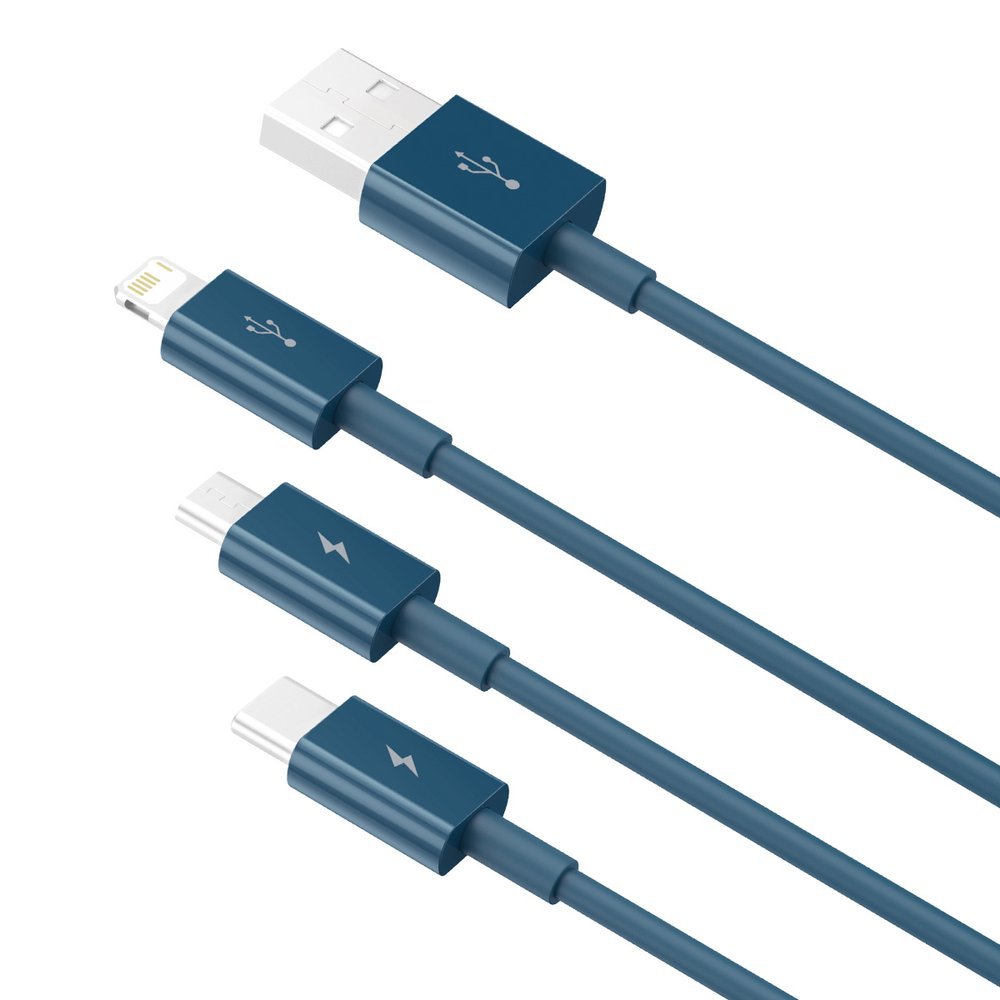 Καλώδιο φόρτισης USB-A - Lightning / microUSB / USB-C Baseus Superior 3in1 Series, 20W, 1.5m, μπλε CAMLTYS-03