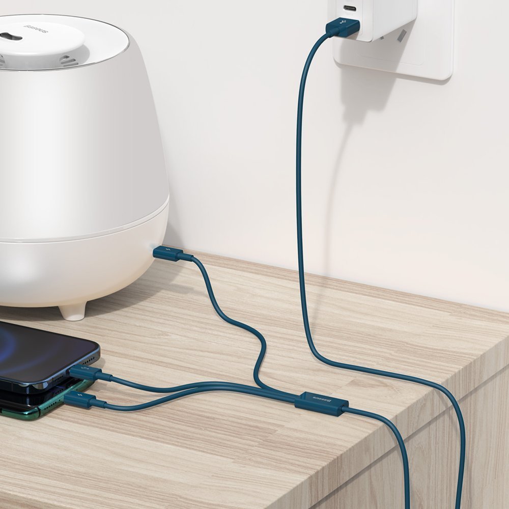 Καλώδιο φόρτισης USB-A - Lightning / microUSB / USB-C Baseus Superior 3in1 Series, 20W, 1.5m, μπλε CAMLTYS-03