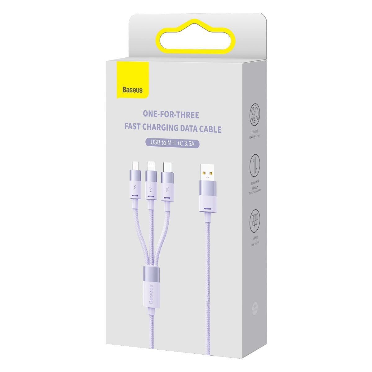 Καλώδιο Φόρτισης USB-A - Lightning / microUSB / USB-C Baseus StarSpeed 3in1, 20W, 1.2m, Μωβ CAXS000005