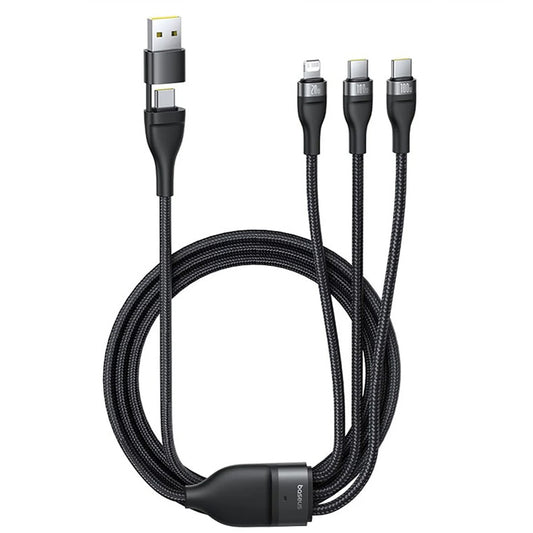 Καλώδιο Φόρτισης USB-A / USB-C - Lightning / 2 x USB-C Baseus Flash Series III 3in1, 100W, 1.5m, Μαύρο P10377800U01-00