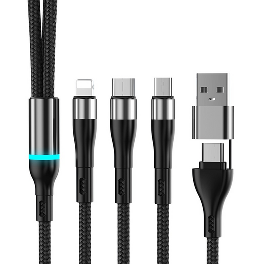 Καλώδιο Φόρτισης USB-C / USB-A - Lightning / microUSB / USB-C OEM B6, 100W, 1.2m, Μαύρο