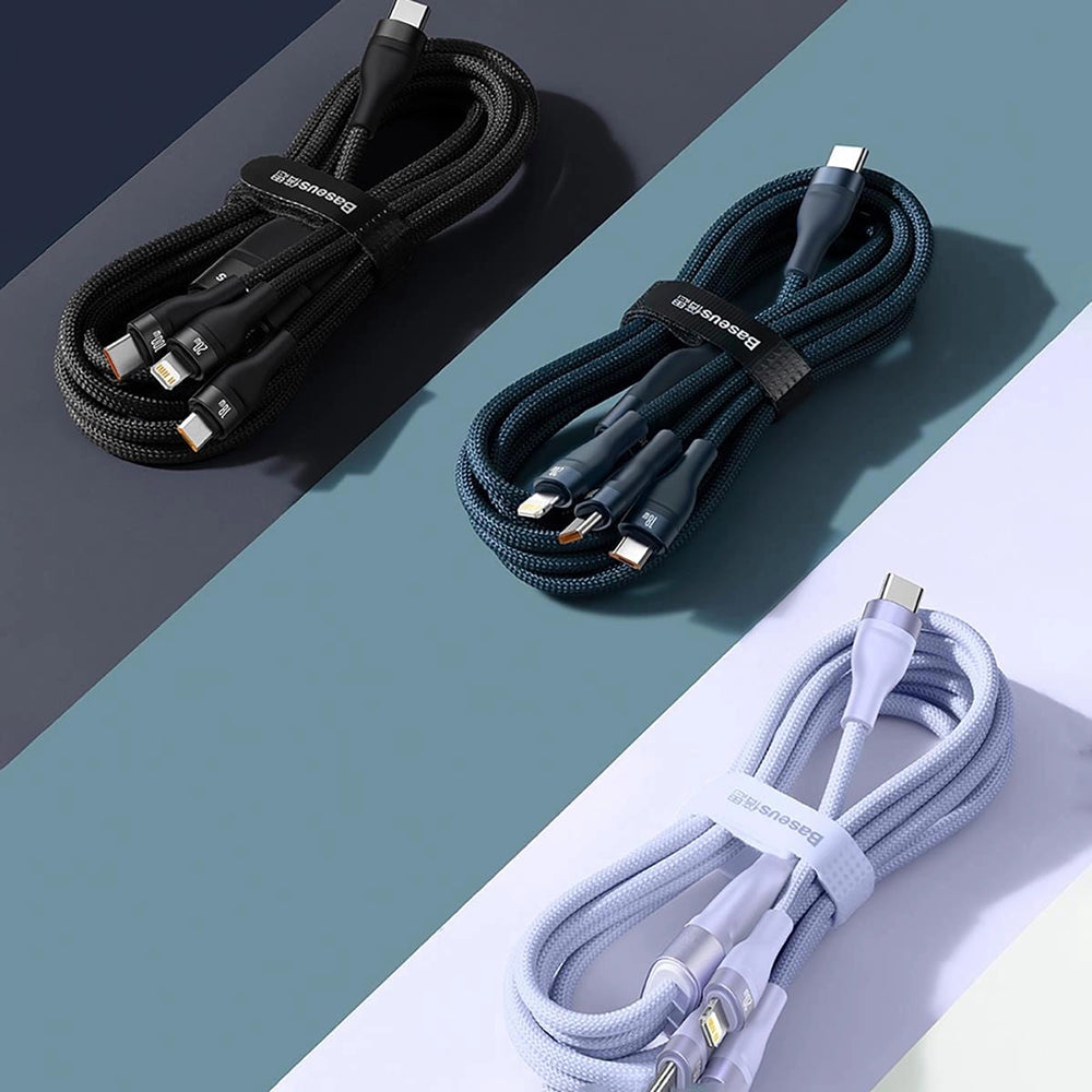 Καλώδιο Φόρτισης USB-C - Lightning / microUSB / USB-C Baseus Flash Series II 3σε1, 100W, 1.5m, Μπλε P10382702121-01