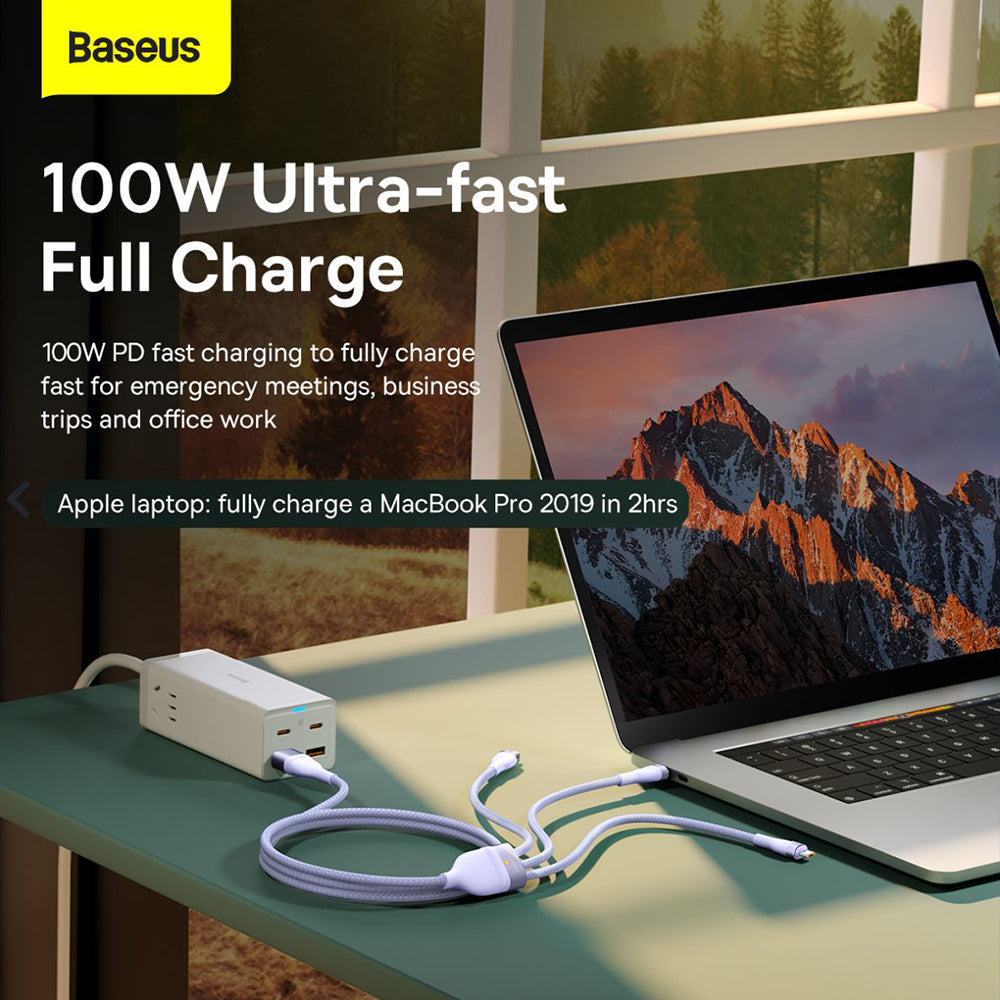 Καλώδιο Φόρτισης USB-C - Lightning / microUSB / USB-C Baseus Flash Series II 3σε1, 100W, 1.5m, Μπλε P10382702121-01