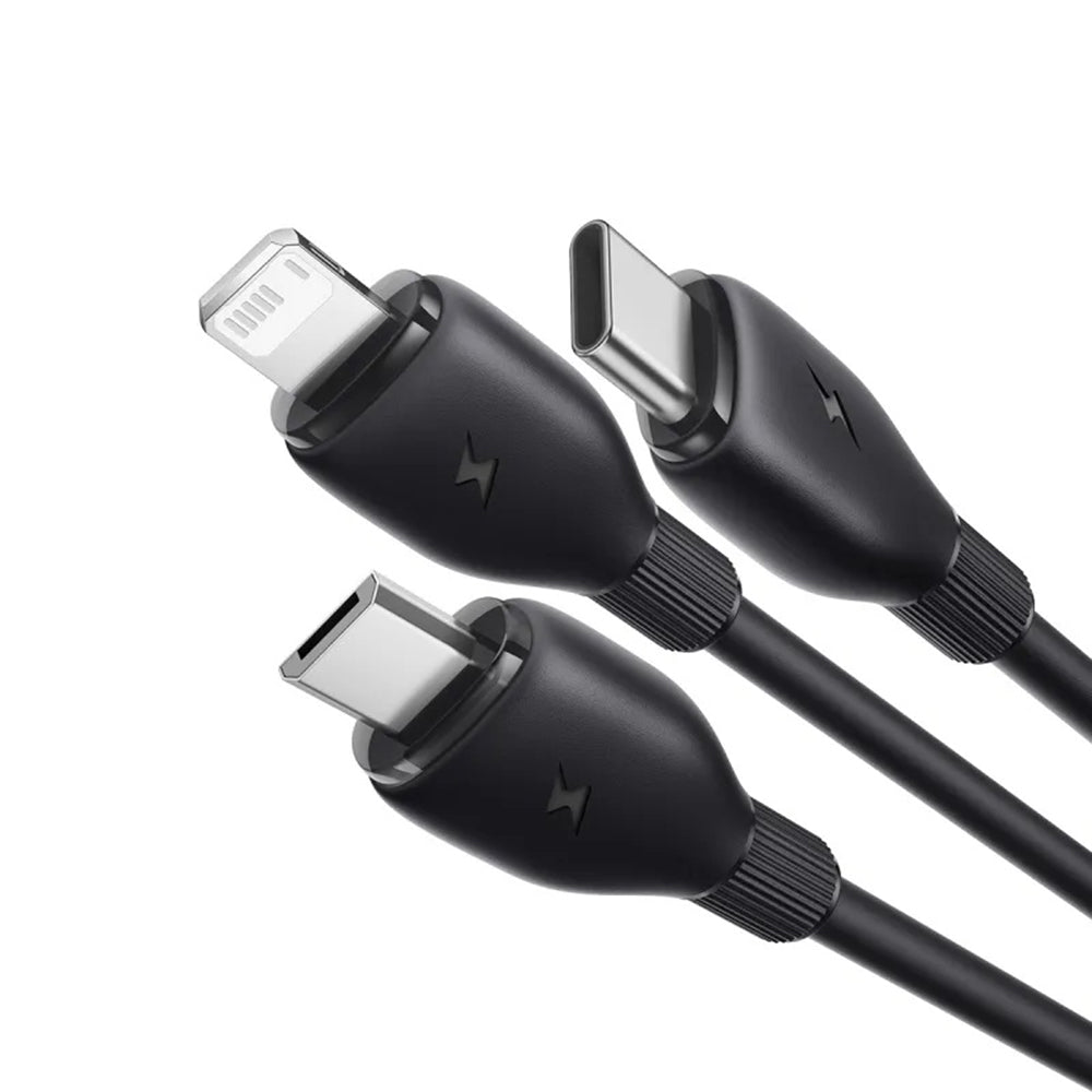 Καλώδιο Φόρτισης USB-A - Lightning / microUSB / USB-C Baseus Ultra Fast 3in1, 18W, 0.8m, Μαύρο P10377501111-00