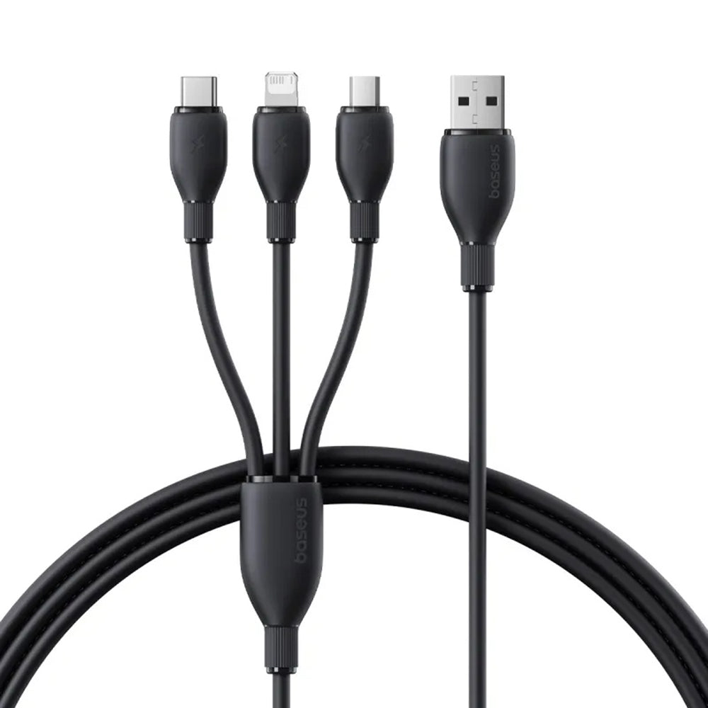 Καλώδιο Φόρτισης USB-A - Lightning / microUSB / USB-C Baseus Ultra Fast 3in1, 18W, 0.8m, Μαύρο P10377501111-00
