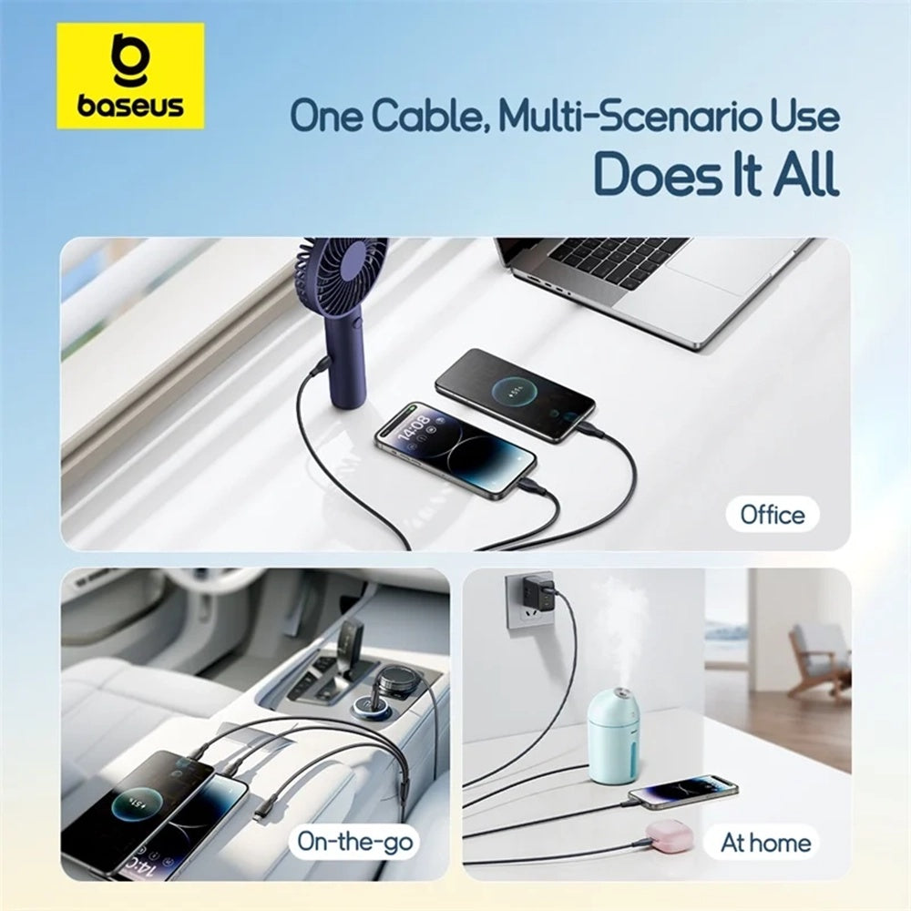 Καλώδιο Φόρτισης USB-A - Lightning / microUSB / USB-C Baseus Ultra Fast 3in1, 18W, 0.8m, Μαύρο P10377501111-00