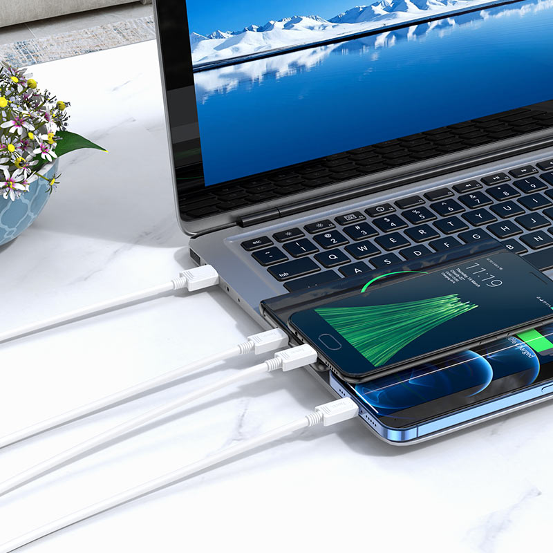 Καλώδιο Φόρτισης USB-A - Lightning / microUSB / USB-C HOCO X74 3σε1, 18W, 1m, Λευκό