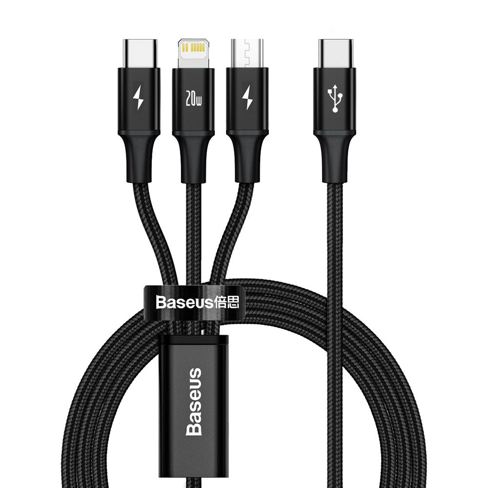 USB-C - Lightning / microUSB / USB-C Baseus Rapid 3in1, 20W, 1.5m, Μαύρο CAMLT-SC01