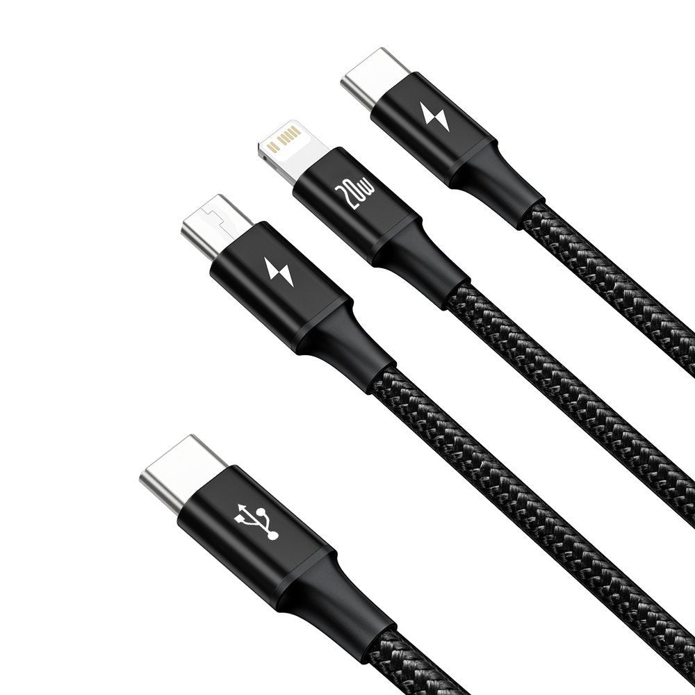 USB-C - Lightning / microUSB / USB-C Baseus Rapid 3in1, 20W, 1.5m, Μαύρο CAMLT-SC01