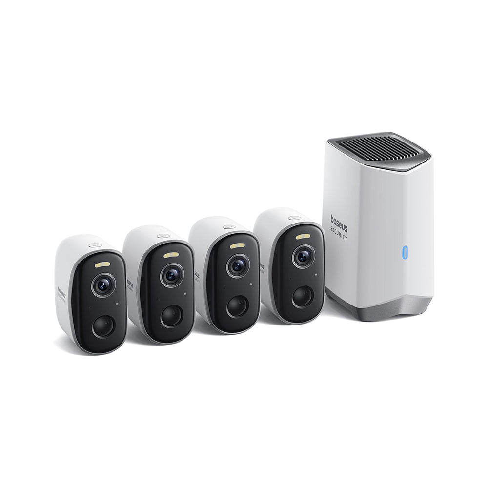 Κάμερα Παρακολούθησης Baseus N1, Wi-Fi, 2K, IP67, Εξωτερική, Σετ 4 τεμαχίων ACSLH-01