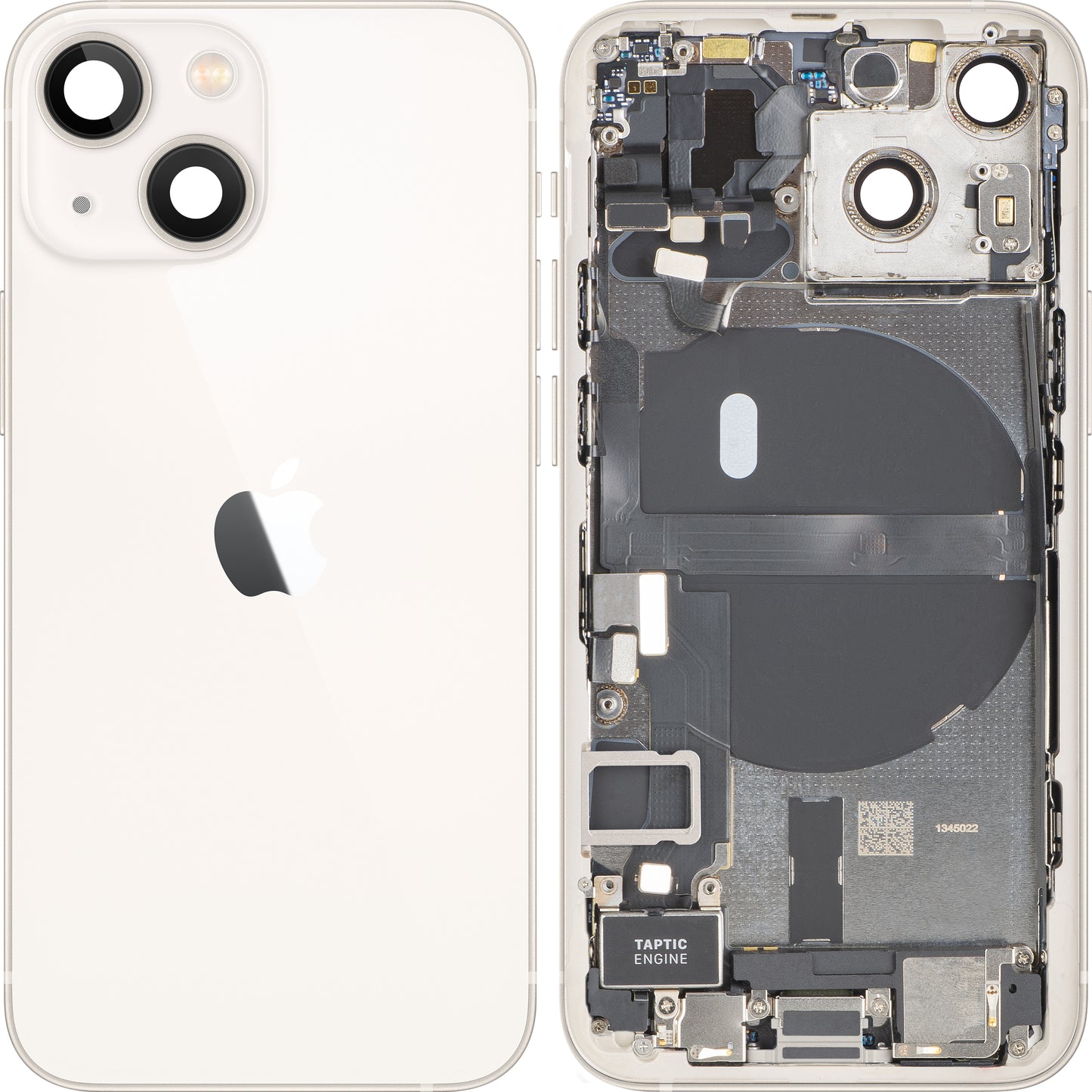 Apple iPhone 13 mini Battery Cover, With Middle Frame, Full Parts, White (Starlight), Swap