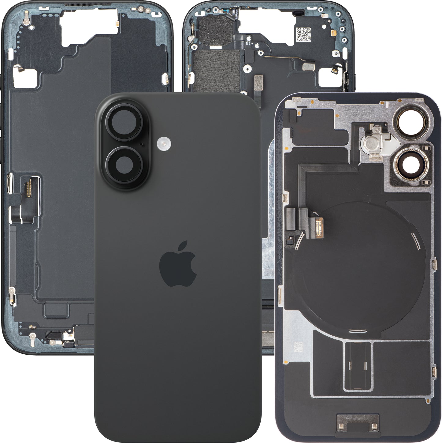 Κάλυμμα Μπαταρίας Apple iPhone 16, Με Μεσαίο Κέλυφος, Πλήρη Εξαρτήματα, Μαύρο, Swap