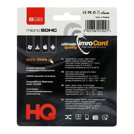 Κάρτα Μνήμης microSDHC Imro, 8Gb, Κατηγορία 4