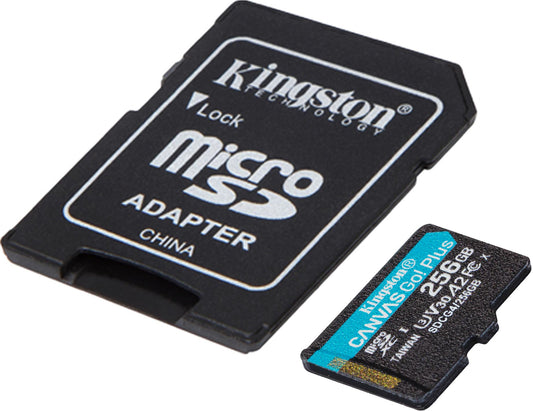 Κάρτα Μνήμης microSDXC Kingston Canvas Go Plus Android A2, 256Gb, Κλάση 10 / UHS-1 U3, Με Προσαρμογέα SDCG4/256GB