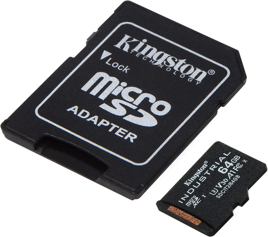 Κάρτα Μνήμης microSDXC Kingston Industrial, 64Gb, Κλάση 10 / UHS-1 U3, Με Προσαρμογέα SDCIT2/64GB