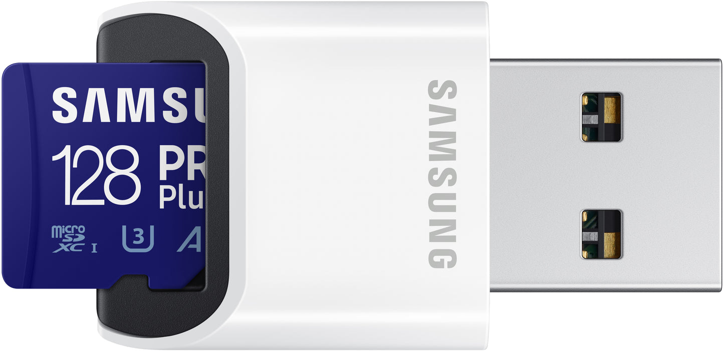 Κάρτα Μνήμης microSDXC Samsung PRO Plus, 128Gb, Κλάση 10 / UHS-1 U3, Με Αναγνώστη Κάρτας και Αντάπτορα MB-MD128KB/WW