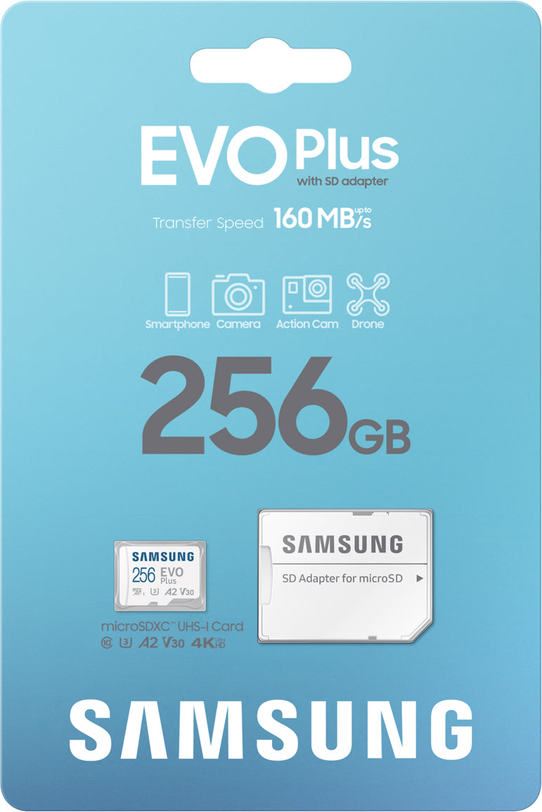 Κάρτα Μνήμης microSDXC Samsung Evo Plus, 256Gb, Κλάση 10 / UHS-1 U3, Με Προσαρμογέα MB-MC256SA/EU