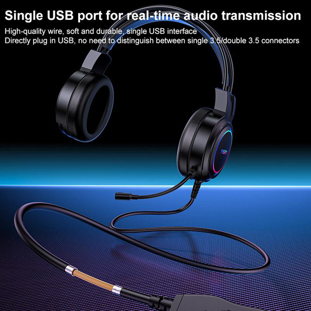 Ακουστικά Gaming USB Yesido EK05, RGB, 1.2m, Μαύρα