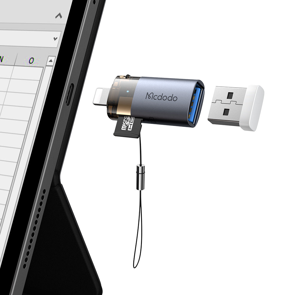 Αναγνώστης Καρτών Lightning McDodo OT-7850, USB-A (OTG) - microSD, Μαύρο